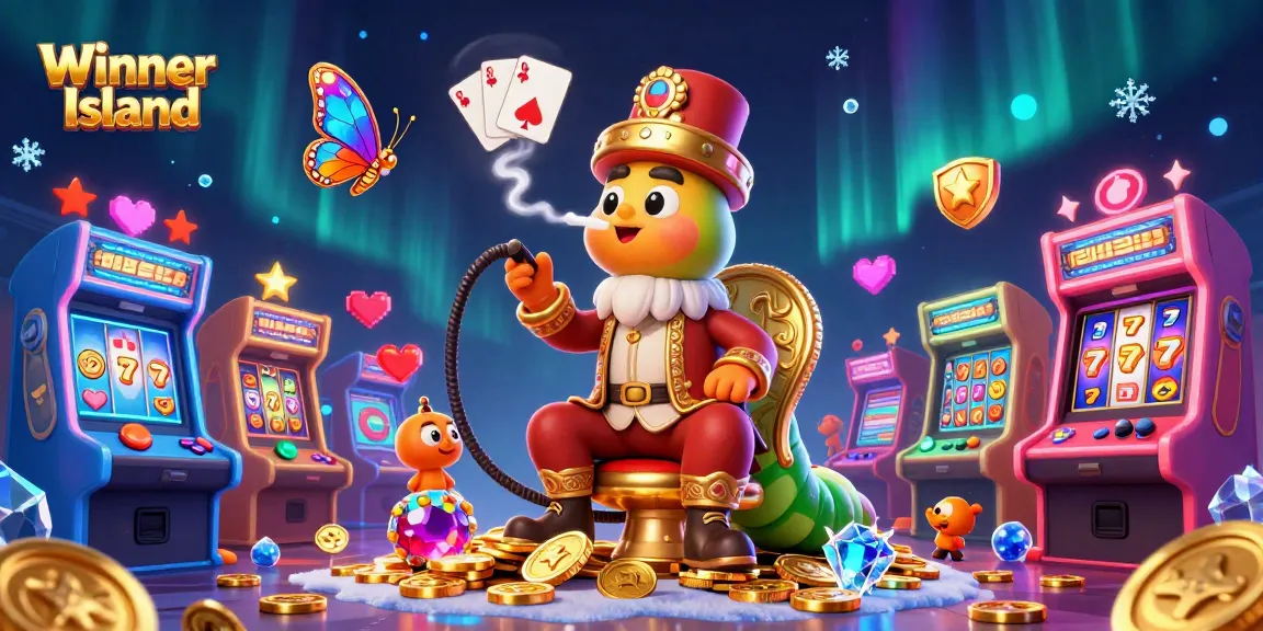 Enjoy vibrant casino action at Winner Island with a 3D caterpillar hookah-master and slot games.