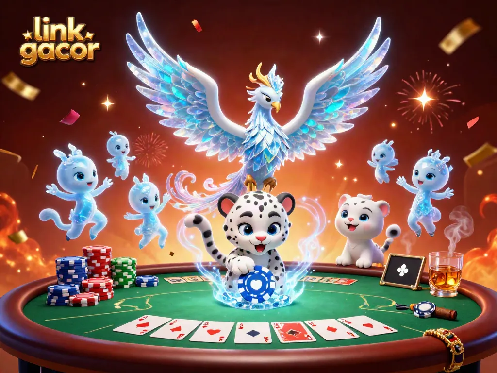Experience thrilling gameplay at link gacor with animated slots, poker chips, and festive casino energy.