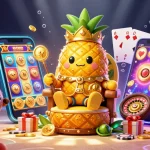 Experience suwin's vibrant casino scene with a golden pineapple king, tropical armor, and rich game elements.